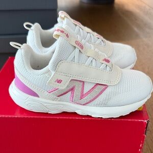 New Balance Kids' Cream and Pink Sneakers